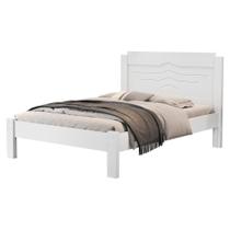 Cama de Casal Sofia em Mdf Branco 195x144cm para Colchão 188x138cm Milani Movelaria Cama de Casal Sofia em Mdf Branco 195x144cm para Colchão 188x138cm Milani Movelaria