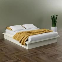 Cama de Casal Tamanho Casal Estilo Japonês 165cm 100% MDF Off White Branco