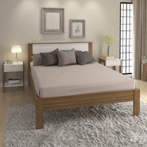 Cama de Casal Tradicional 138x188cm MDP Nogal/Branco Eucalipto Até 260kg Tecnomobili Cor:Amêndoa/Branco