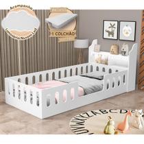 Cama de Criança Helo Solteiro + Kit + Nicho e Led Branca + Acompanha Luminária Nuvem