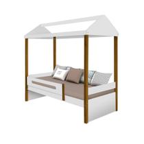 Cama de Criança Solteiro Design Montessoriana Sara - Branco/amêndoa