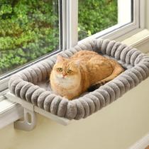 Cama de Janela para Gatos Zoratoo Grande, Cinza, Estrutura de Metal com Almofada