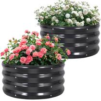 Cama de jardim elevada galvanizada Permade 61x61x30cm, redonda, cinza