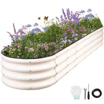 Cama de jardim elevada oval Planter Permade 244x61x30cm branca