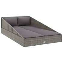 Cama de Jardín Casafoyer de Rattán Sintético Gris 200x140 cm con Cojines Cama de Jardín Casafoyer de Rattán Sintético Gris 200x140 cm con Cojines