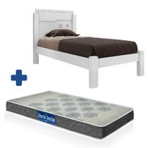 Cama De MDF Solteiro Leticia Branco Framar Com Colchão Probel D20