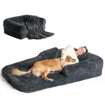 Cama de memória ortopédica dobrável para cães humanos EHEYCIGA cinza escuro Cama de memória ortopédica dobrável para cães humanos EHEYCIGA cinza escuro