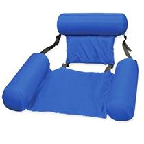Cama de natação flutuante portátil dobrável - grande cadeira de piscina azul