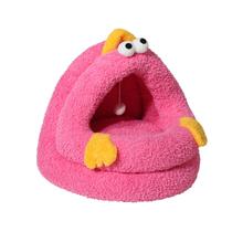 Cama de pelúcia para animais de estimação Cute Monster Design para pequenos animais de estimação rosa Cama de pelúcia para animais de estimação Cute Monster Design para pequenos animais de estimação rosa