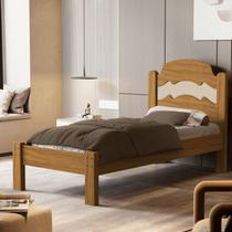 Cama de Solteiro 100% MDF 107cm x 94cm x 195cm Iris Marrom/Nature/Off White