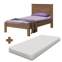 Cama De Solteiro 99x200 Com Cabeceira 100% MDF Com Colchão Castanho Dubai Fênix