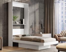 Cama de Solteiro Articulada De Parede Quarto Que Vira Estante com prateleiras De MDF Resistente Cama de Solteiro Articulada De Parede Quarto Que Vira Estante com prateleiras De MDF Resistente