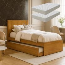 Cama de Solteiro Barcelona com Auxiliar e Colchão para Quarto de Solteiro Cama de Solteiro Barcelona com Auxiliar e Colchão para Quarto de Solteiro