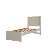 Cama De Solteiro Barcelona Off White E Madeira - Móveis Tebarrot