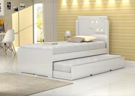 Cama de Solteiro Bibox Luiza Branco com auxiliar - Vitamov Cama de Solteiro Bibox Luiza Branco com auxiliar - Vitamov