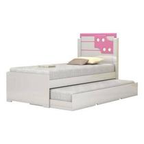 Cama de Solteiro Bibox Luiza Branco com Rosa/ com auxiliar - Vitamov 0420872 Cama de Solteiro Bibox Luiza Branco com Rosa/ com auxiliar - Vitamov 0420872