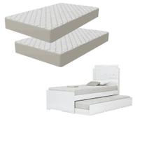 Cama de Solteiro com Auxiliar Luiza Madeira MDF Design Moderno com Colchão Cama de Solteiro com Auxiliar Luiza Madeira MDF Design Moderno com Colchão