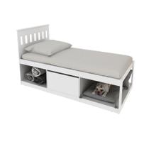 Cama de Solteiro com Baú e Nichos Tecnomobili Branco - CM8037