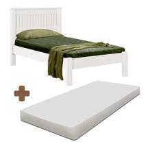 Cama De Solteiro Com Cabeceira 100% MDF Com Colchão Branco Mônaco Fênix