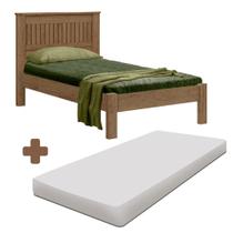 Cama De Solteiro Com Cabeceira 100% MDF Com Colchão Castanho Mônaco Fênix