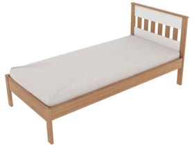 Cama de Solteiro com Cabeceira Ripada - Amêndoa/Branco Cama de Solteiro com Cabeceira Ripada - Amêndoa/Branco