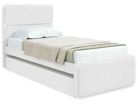 Cama de Solteiro com Cama Auxiliar Móveis Lopas Loop Branca Cama de Solteiro com Cama Auxiliar Móveis Lopas Loop Branca