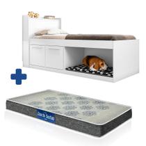 Cama De Solteiro Com Caminha Cachorro Pet Puppy Branco Framar Com Colchão Probel D20