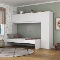 Cama de Solteiro com Colchão e Guarda Roupa Dublin Multimóveis MP4035 Branca Cama de Solteiro com Colchão e Guarda Roupa Dublin Multimóveis MP4035 Branca