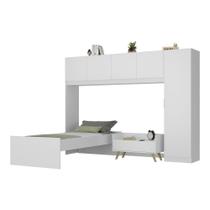 Cama De Solteiro Com Colchão/guarda Roupa/mesa De Cabeceira Retrô Dublin Multimóveis Mp4037 Bca/nat