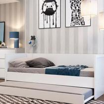 Cama de Solteiro com Encosto e Cabeceira Wood