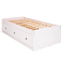 Cama de Solteiro com Gaveteiro de Madeira Branco Lavado Cama de Solteiro com Gaveteiro de Madeira Branco Lavado
