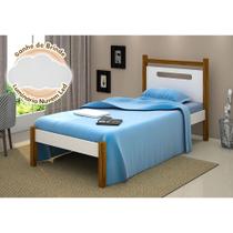 Cama de Solteiro Design Eloa Branco com Amêndoa + Brinde Luminária Led