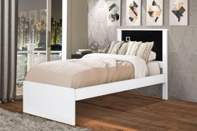 Cama de Solteiro em MDP/MDF Barcelona Branco/Preto