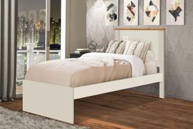 Cama de Solteiro em MDP/MDF Barcelona Marrom/Off White/Nature