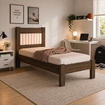 Cama de Solteiro Estilo Classico Tradicional Bela MDF Com Estrado Madeira Para Quarto