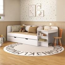Cama de Solteiro Funcional Infantil com Escrivaninha e Cama Auxiliar 100% Mdf Premium Helena Branco Cama de Solteiro Funcional Infantil com Escrivaninha e Cama Auxiliar 100% Mdf Premium Helena Branco