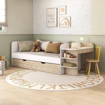 Cama de Solteiro Funcional Infantil com Escrivaninha e Cama Auxiliar 100% Mdf Premium Helena