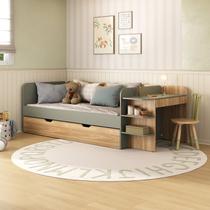 Cama de Solteiro Funcional Infantil com Escrivaninha e Cama Auxiliar 100% Mdf Premium Helena