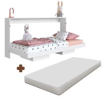 Cama De Solteiro Horizontal Articulável 2 Nichos Branco Com Colchão Dallas Art In Móveis