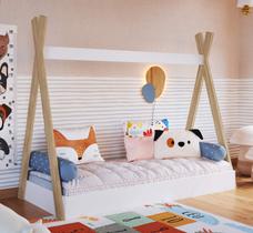 Cama de Solteiro Infantil Cabana Com Colchão CCM004 Linha Infanto Completa Móveis