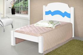 Cama De Solteiro Iris Branco - Branco com Azul - Cambel Móveis Cama De Solteiro Iris Branco - Branco com Azul - Cambel Móveis