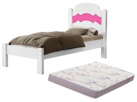 cama de solteiro iris tradicional mdf reforçada para quarto com colchao incluso