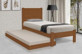 Cama de Solteiro Lara C/Auxiliar de Madeira Maciça Pinus - Cor Castanho