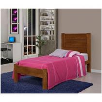 Cama de Solteiro Lara de Madeira Maciça Pinus Castanho