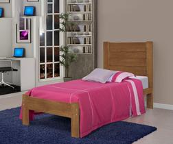 Cama de Solteiro Lara de Madeira Maciça Pinus - Cor Imbuia