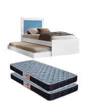 Cama De Solteiro Luara Para Quarto Criança/Adulto Com Cama Auxiliar Já Com 2 Colchões Top de Linha 188x88cm