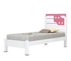 Cama De Solteiro Luiza 0.90 Branco/Rosa Vitamov