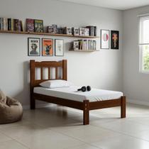 Cama De Solteiro Madeira Maciça Castanho Perola Repleta