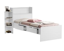 Cama de solteiro madeira mdf com gavetas prateleiras e bau