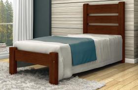 Cama de Solteiro Maiorca de Madeira Maciça Angelim Pedra/Tauari - Cor Castanho